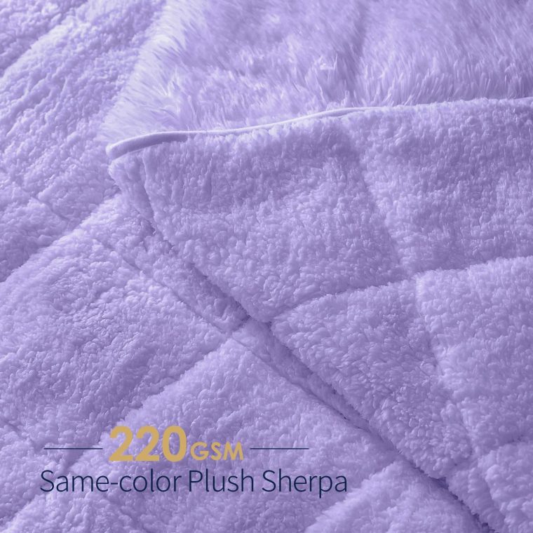 Mr. Sandman Faux Fur 15 Pound Weighted Blanket Queen Size, Luxury Elegant Long Fur Weighted Blanket Throw for Bed Sofa, Super Soft Warm Sherpa Reverse Heavy Blanket Throw - 60"×80", Light Purple - Image 2
