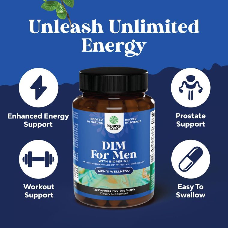 DIM Supplement for Men - DIM Estrogen Blocker for Men for Hormone Balance & Prostate Health - Diindolylmethane Testosterone Complex with Panax Ginseng, Bioperine, Grapeseed & Astragalus - 120 Capsules - Image 3