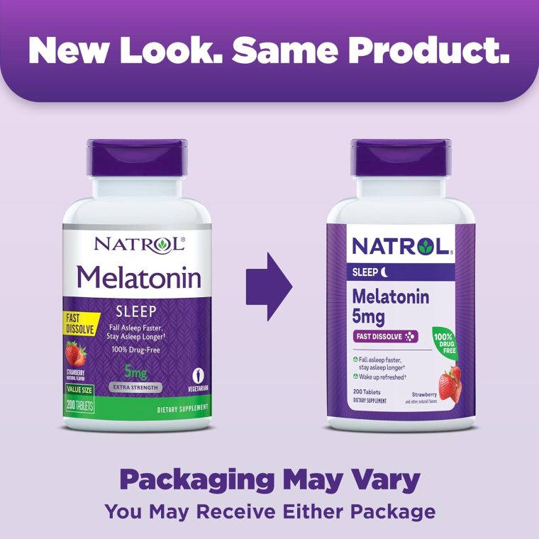 Natrol Melatonin 5mg Fast Dissolve Tablets, Sleep Support Supplements for Adults, Strawberry Flavor, 200 Tablets, Up to 200 Day Supply - Image 2
