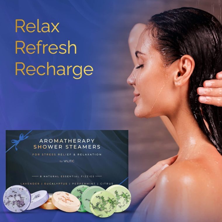 Valitic Aromatherapy Shower Steamers for Stress Relief and Relaxation - Gifts for Women Mom Birthday 8 Natural Essential Fizzies Shower Bombs - 4 Scents - Lavender, Eucalyptus, Citrus, and Peppermint - Image 6
