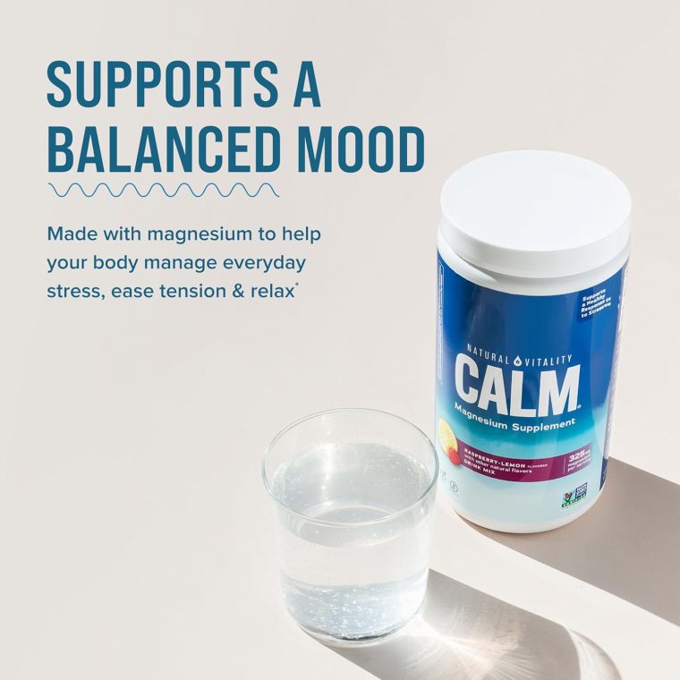 Natural Vitality Calm, Magnesium Citrate Supplement, Anti-Stress Drink Mix Powder, Gluten Free, Vegan, & Non-GMO, Raspberry Lemon, 16 oz - Image 4