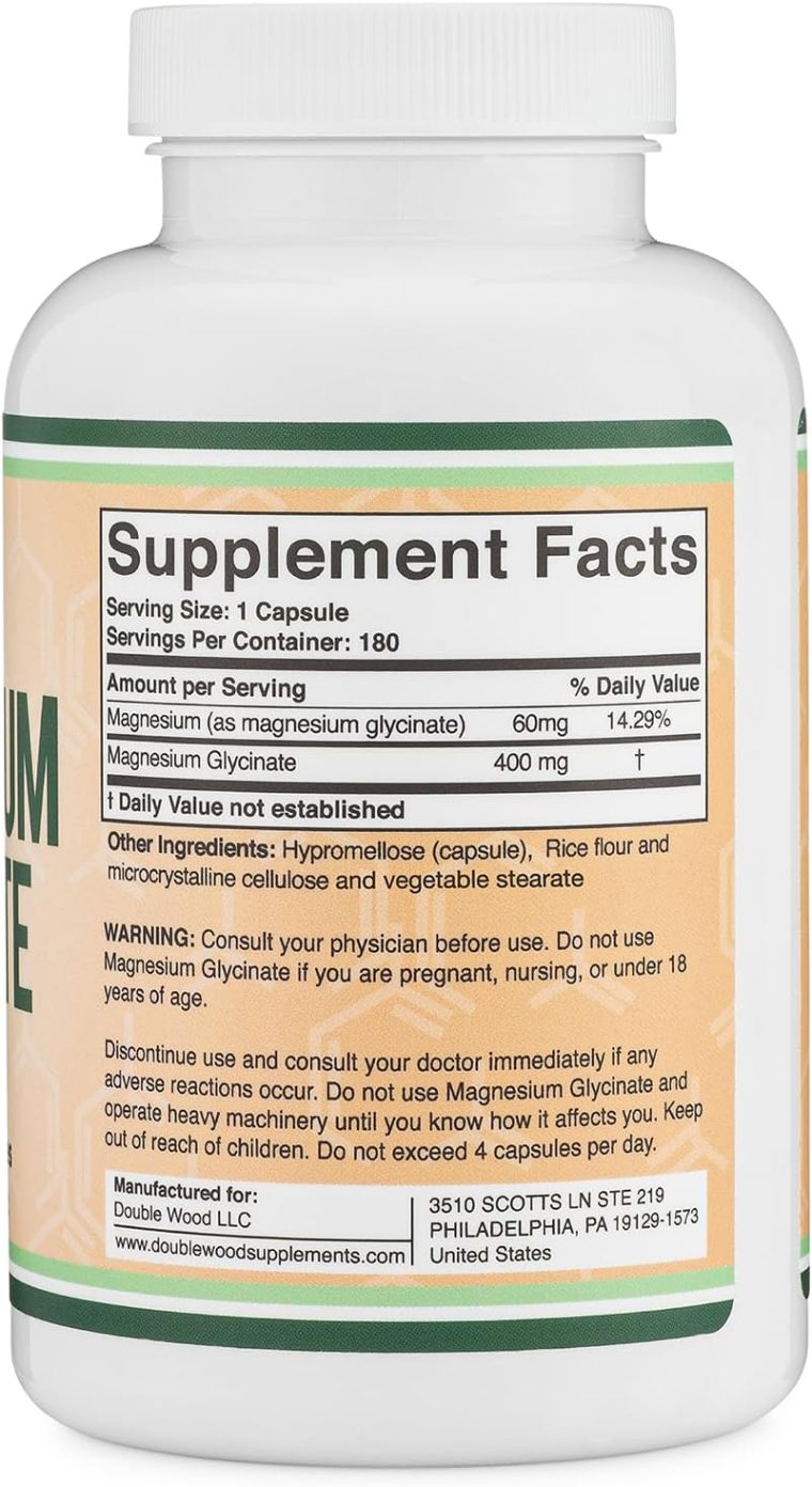 Magnesium Glycinate 400mg, 180 Capsules (Vegan Safe, Third Party Tested, Gluten Free, Non-GMO) High Absorption Magnesium by Double Wood Supplements - Image 6