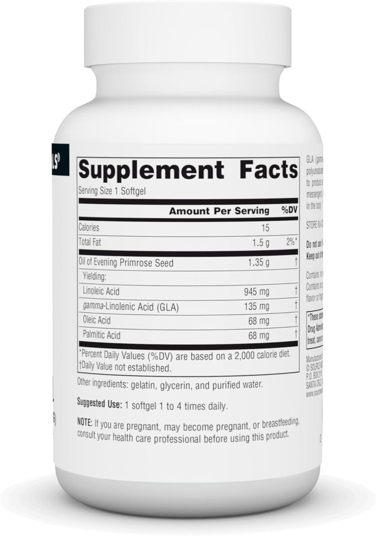 Source Naturals Evening Primrose Oil - Hexane-Free - 1350mg - GLA Yield: 135 mg - Cold-Pressed - 30 Softgels - Image 2
