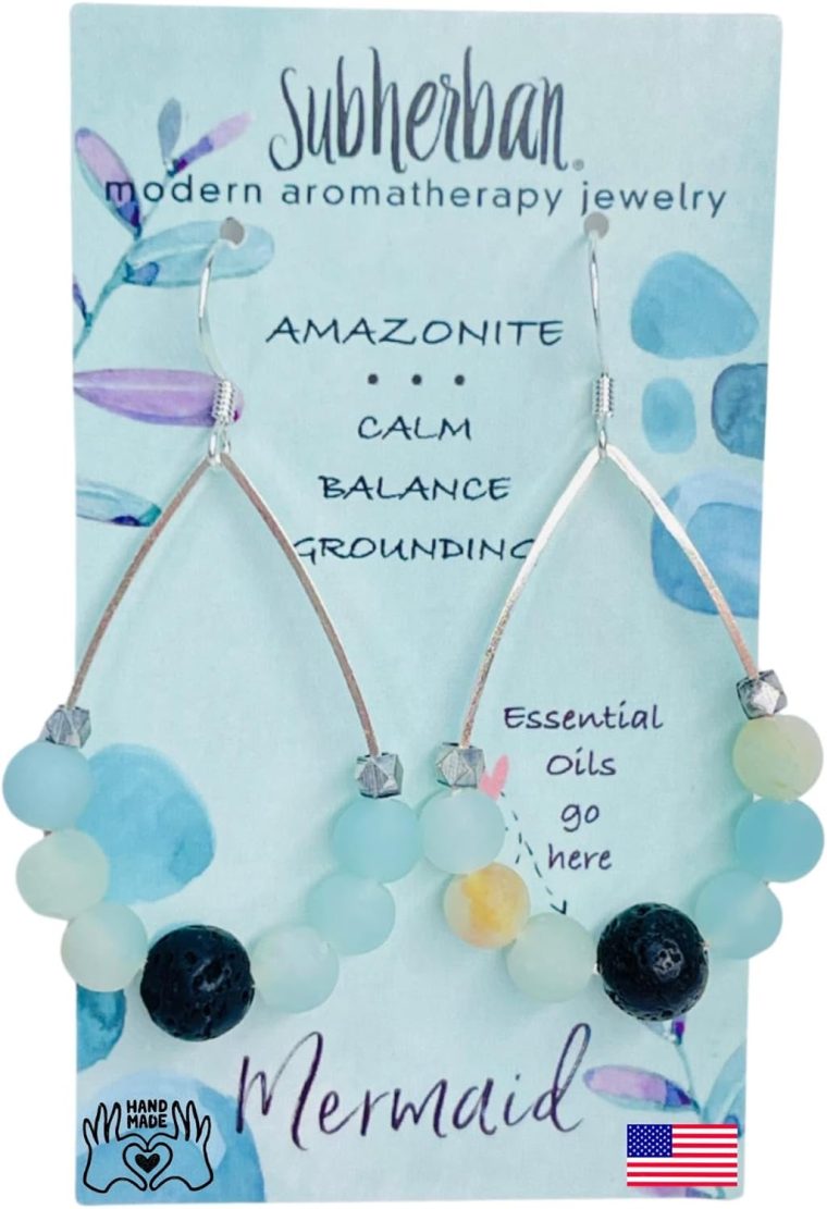 Lava Rock Earrings - Handmade in the USA - Essential Oil Diffuser Earrings for Women - Calming Earrings for Women - Crystal Lava Rock Jewelry Aromatherapy Earrings - Relaxation Gifts for Women