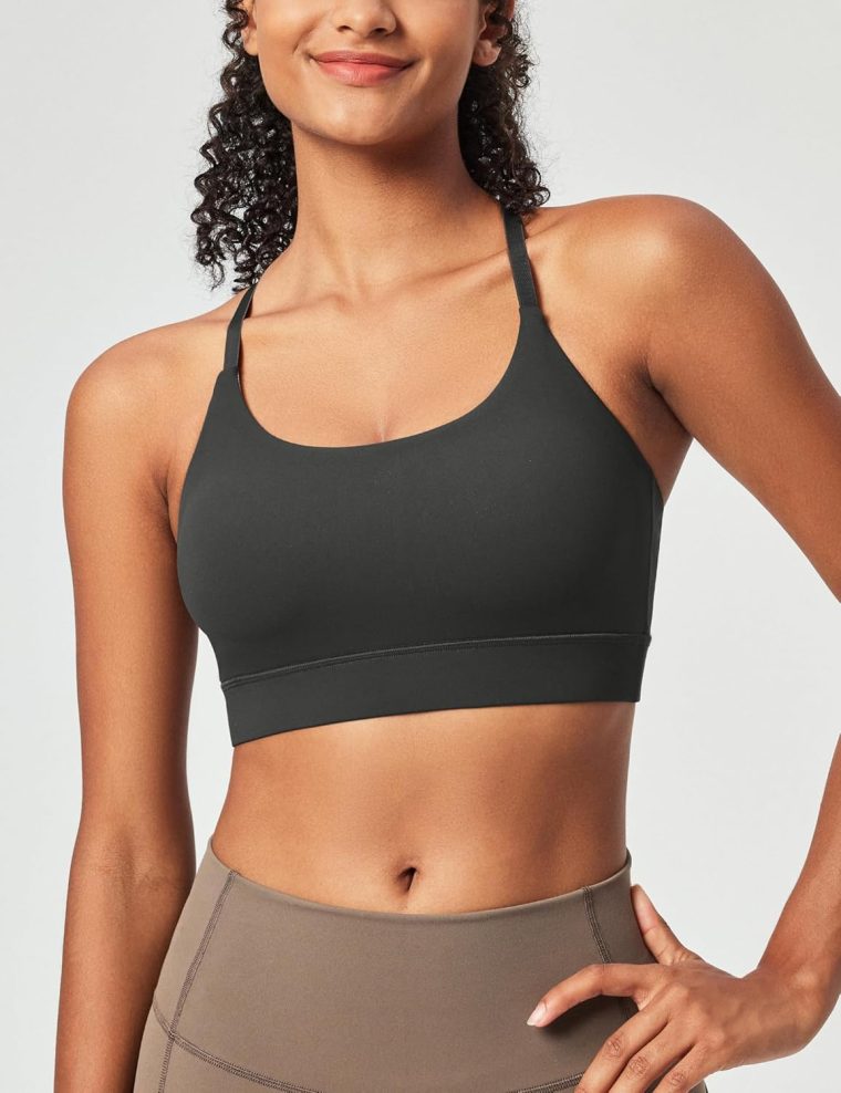 Heathyoga Sports Bras for Women Adjustable Strappy Sports Bra Y-Back Low Impact Racerback Workout Bra with Removable Pads - Image 2