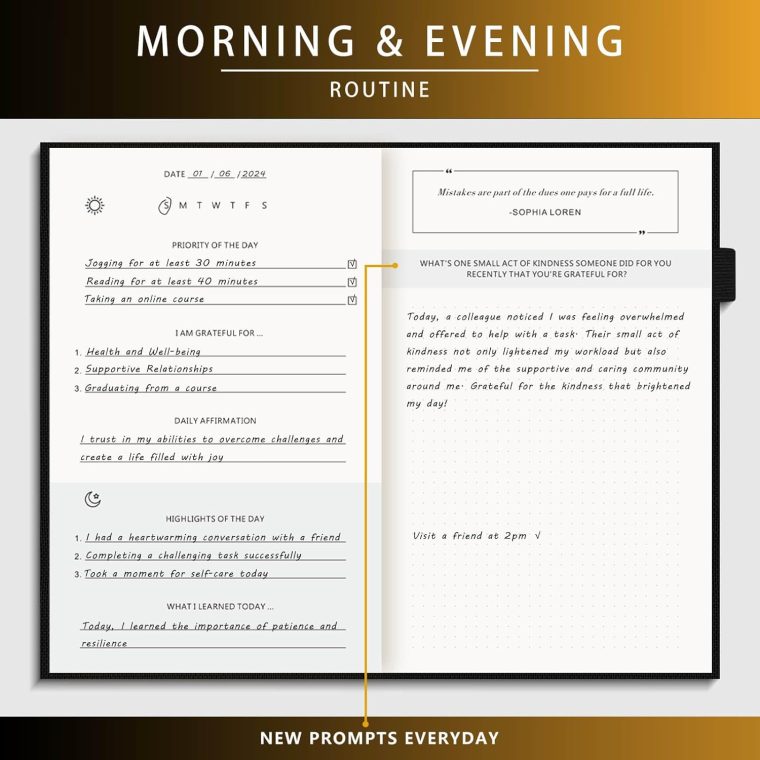 Self-Mastery Journal for Men - Gratitude and Productivity Journal for More Happiness, Positivity, Growth, Mindfulness, Self Care and Reflection - Guided Inspirational Journals for Men & Women (Black) - Image 4
