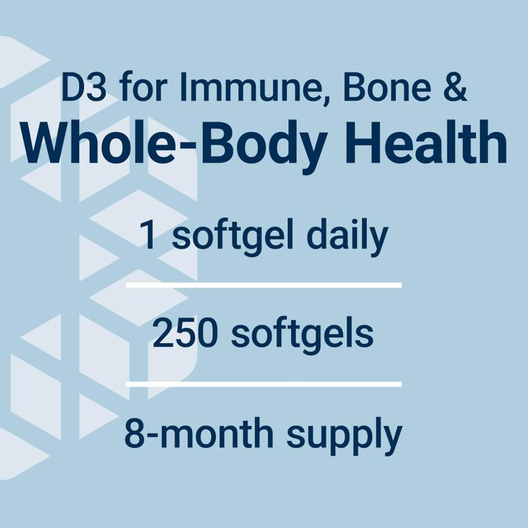 Life Extension Vitamin D3 25 mcg (1000 IU), Immune System Support, Bone Health, Whole-Body Health, Value Size, Gluten-Free, Non-GMO, 250 softgels - Image 5