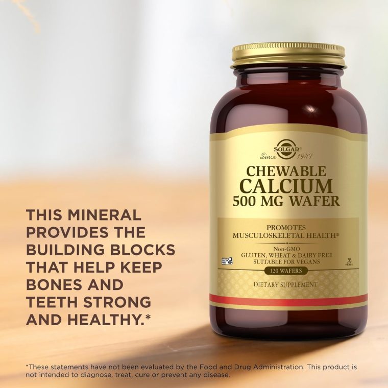 Solgar Chewable Calcium 500 mg - 120 Wafers - Promotes Musculoskeletal Health - Non-GMO, Vegan, Gluten, Wheat & Dairy Free, Kosher - 60 Servings - Image 5