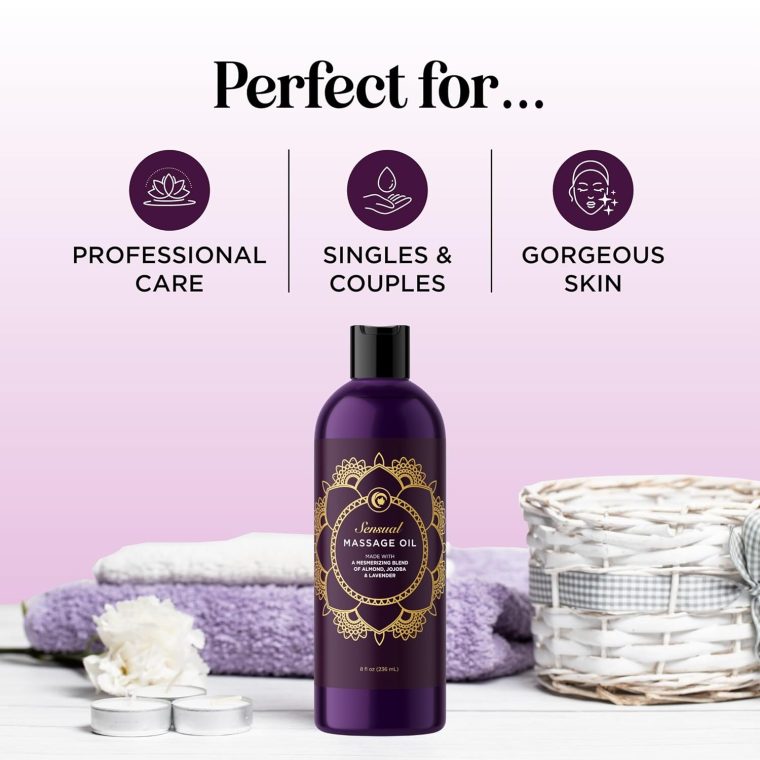 Aromatherapy Sensual Massage Oil for Couples - Relaxing Lavender Massaging Oil for Massage Therapy with Vitamin E Jojoba & Sweet Almond - Naturally Scented Vegan Non GMO & Gluten Free (8 Fl Oz) - Image 7