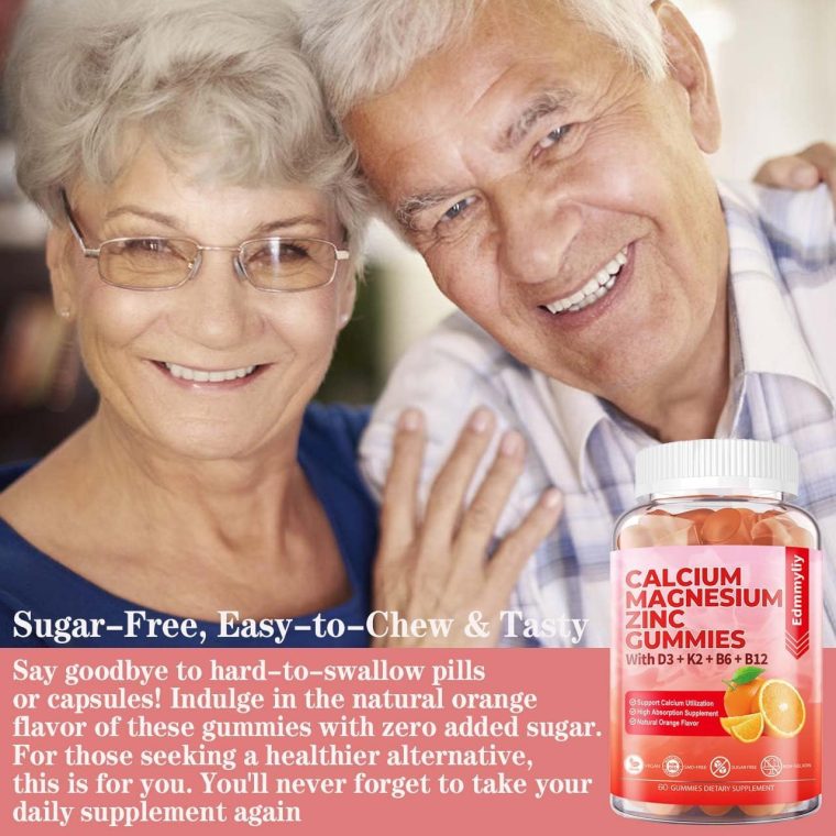 Sugar Free Calcium Magnesium Zinc Supplement Gummies with Vitamin D3 & B12 for Women and Men High Absorption Calcium Magnesium Supplement for Immune Support (120 Counts) - Image 5