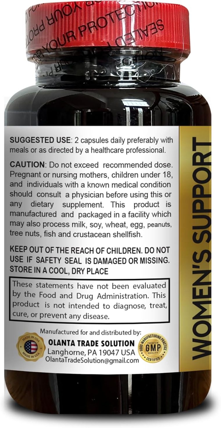 Women's Support - Black Cohosh Organic | Support Help Alleviate Hot Flashes | Wild yam and chasteberry | Hot Flashes with Red Clover - 1 Bottle 60 Capsules - Image 2