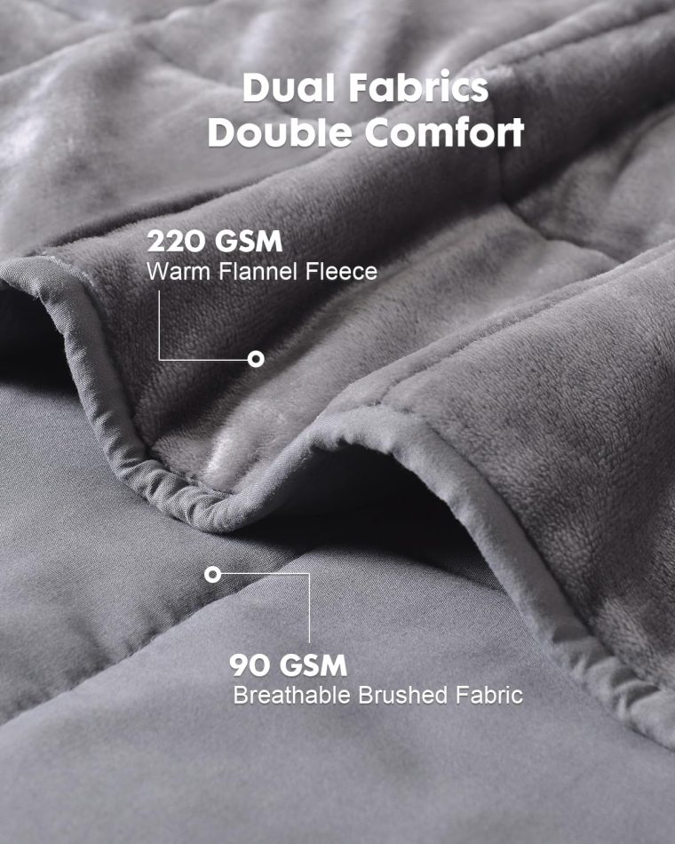 Uttermara Weighted Blanket 15 pounds Twin Size, Cooling and Warm Heavy Blanket for Adults All-Season with Warm Flannel and Cold Brushed Fabric Soft Breathable, 48"x72" Dark Grey - Image 4