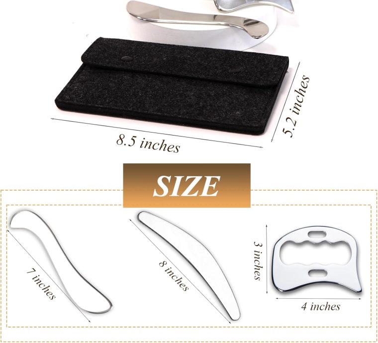 Feelfree Sport 3 in 1 Muscle Scraper Tool-Gua Sha Scraping Tool Physical Therapy Massage Tool-Soft Tissue Mobilization for Back, Legs, Arm (A+D+S), Silver - Image 7
