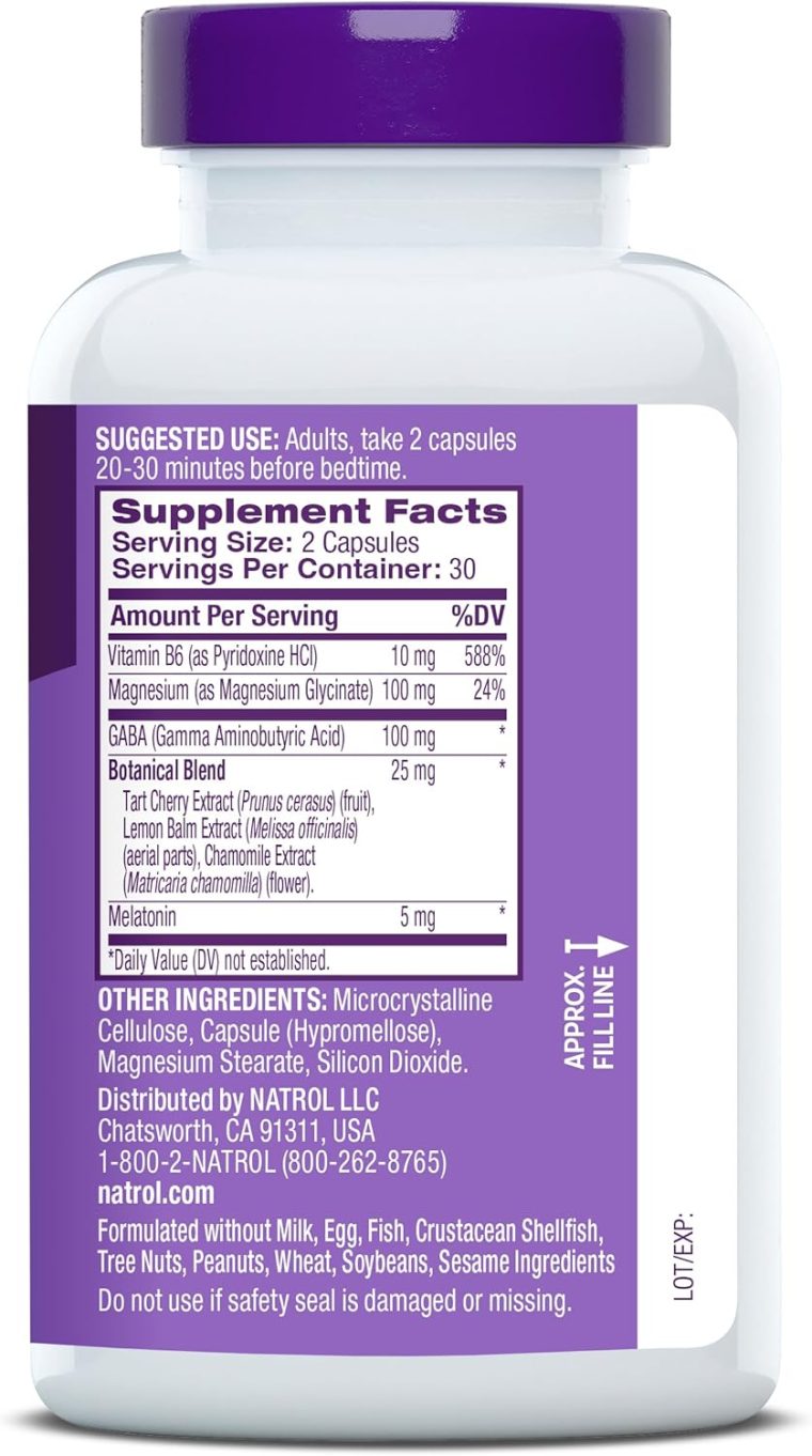 Natrol Sleep & Restore Capsules - Calm Magnesium Glycinate Blend, Magnesium Sleep Aid with GABA, Melatonin 5mg, Botanical Blend, 30 Day Supply - Image 10