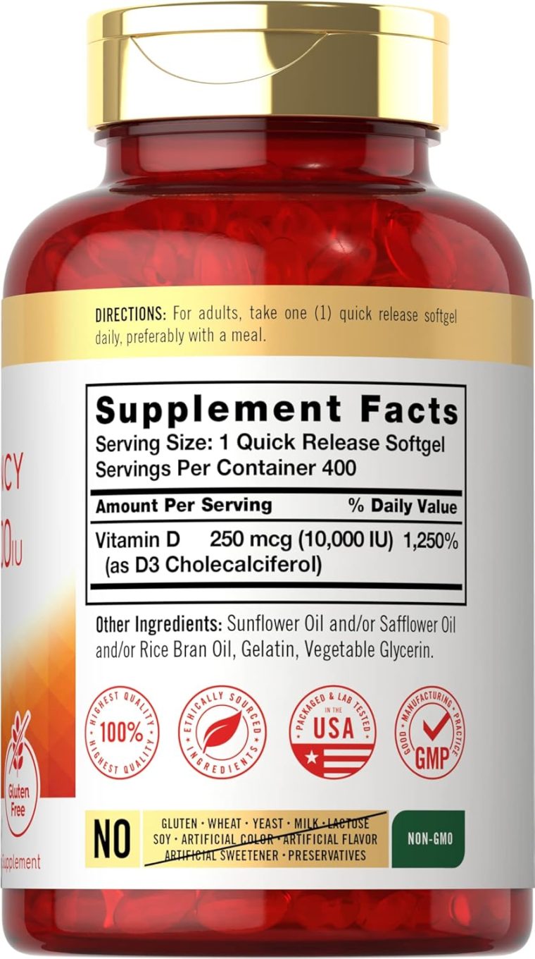 Carlyle Vitamin D 10000 IU 400 Softgels | Value Size | Max Potency | Non-GMO, Gluten Free Supplement - Image 2