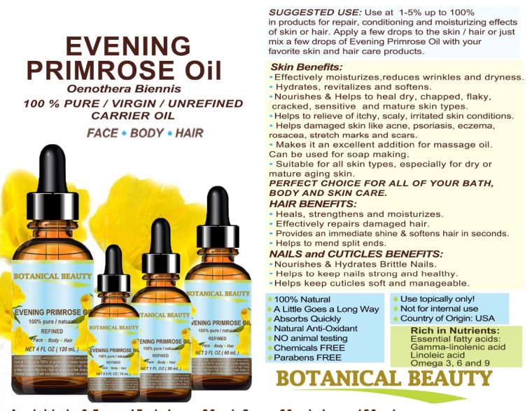 Botanical Beauty EVENING PRIMROSE OIL 100% Pure Natural Undiluted Unrefined Virgin Cold Pressed Carrier Oil. 1 Fl.oz.- 30 ml for face, skin, hair, nails. Rich in essential fatty acids GLA - Image 5