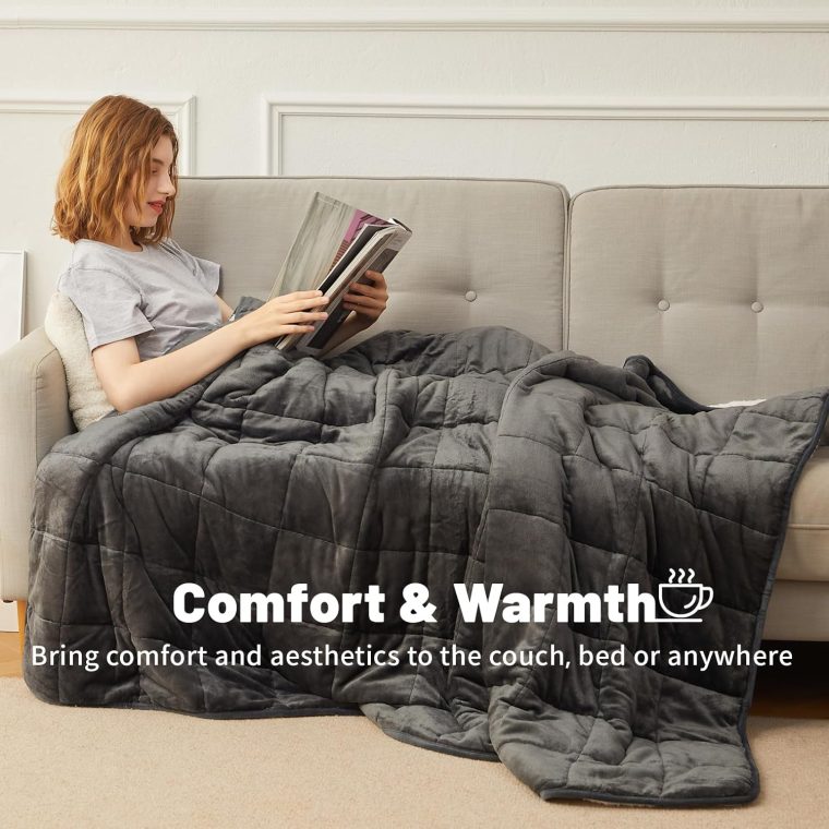 Weighted Blanket 15 lbs 60x80 inches, Sherpa Fleece Throw Blankets for Adult, Fuzzy Fluffy Soft Cozy Heavy Blanket for Couch Sofa, Plush Thick and Warm Winter Blanket Queen Size Bed - Image 4