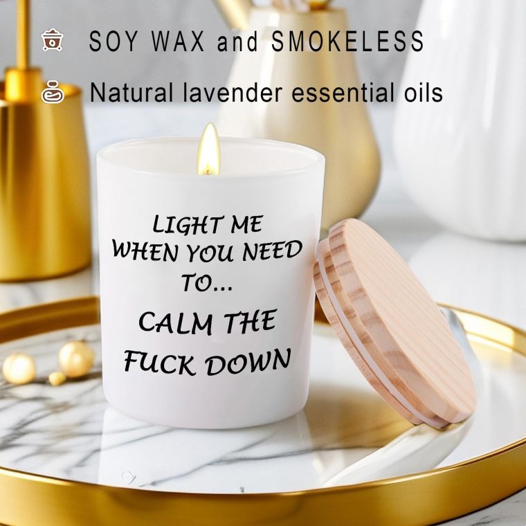 Candles Gifts for Women Funny Unique Stress Relief Relaxation Relaxing Christmas Birthday Gifts for Her Sister Best Friend Bestie Girlfriend Wife Mom Novelty Lavender Scented Soy Candle - Image 2