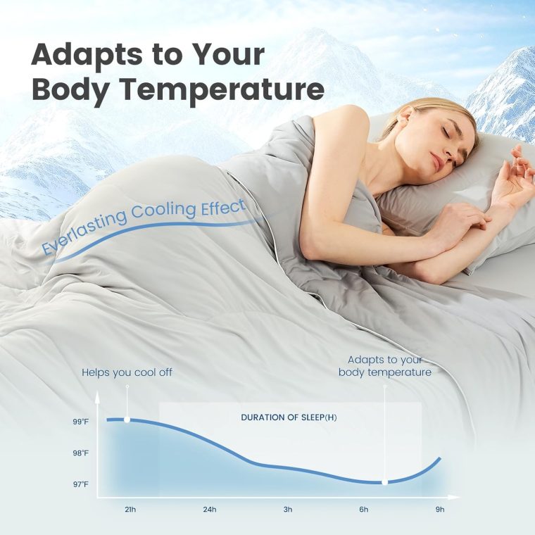 Cozy Bliss Cooling Comforter King Size, Reversible Cooling Blanket for Hot Sleepers and Night Sweats, Q-Max 0.4 Breathable Summer Comforter Quilt, Lightweight Soft Silky Smooth, Cool Grey - Image 2