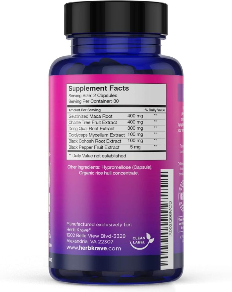 Flow and Glow Natural Hormone Balance for Women - PMS & Menopause Relief for Cramps, Mood Swings & Night Sweats with Donq Quai & Black Cohosh for Menopause - 60 Vegan Capsules (1 Pack) - Image 4