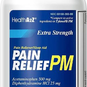 HealthA2Z® Extra Strength Pain Relief PM| Acetaminophen 500mg | Diphenhydramine 25mg | Pain Reliever & Nighttime Sleep Aid | (365 Count (Pack of 1))
