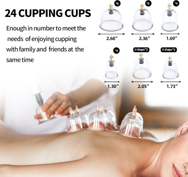 Cupping Set, 24 Cups Cupping Kit for Massage Therapy, Chinese Cupping Therapy Set with Magnetics, Professional Vacuum Cupping Set for Cellulite Reduction Muscle Pain Relief with Manual Pump - Image 2