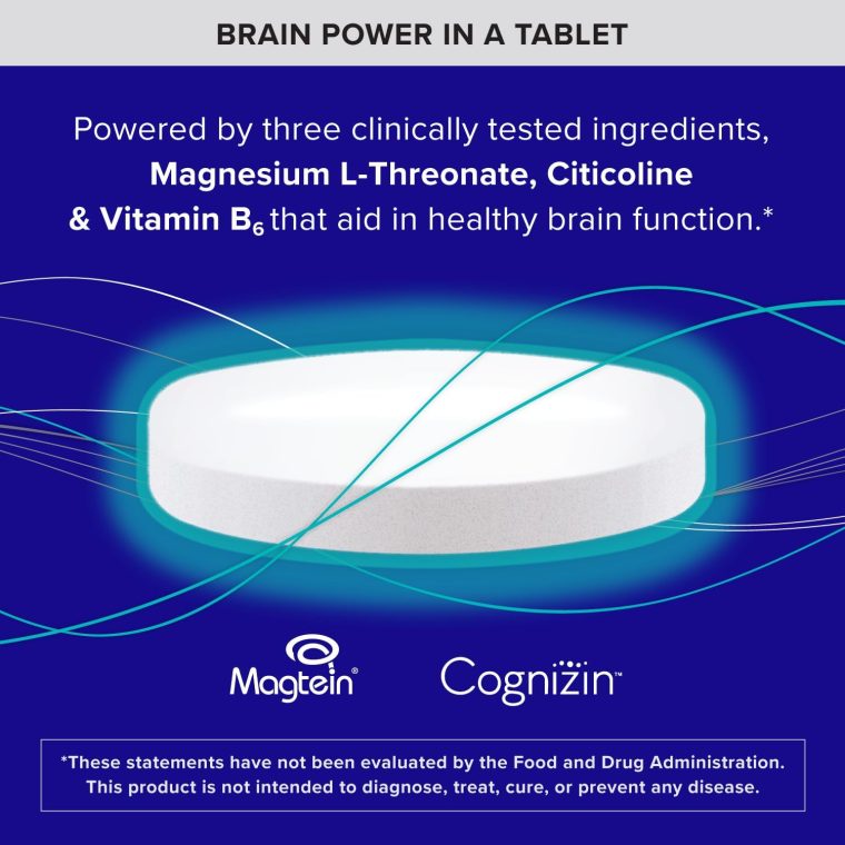 Qunol Brain Health Memory Plus with B6, Magnesium L-Threonate & Citicoline, Clinically Tested Ingredients to Improve Memory, Focus, Attention and Productivity, 60 Count (Pack of 1) - Image 3