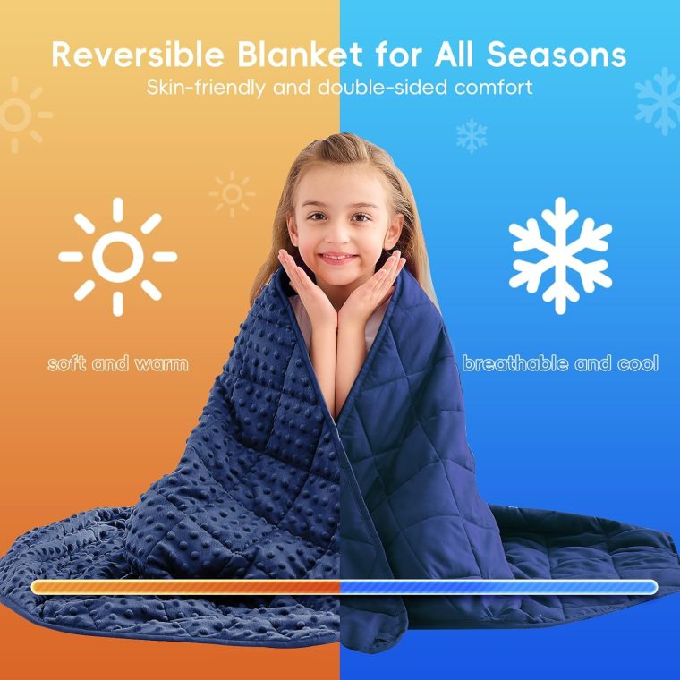 yescool Weighted Blankets Kid 5 Pounds Blanket for Boys Washable Heavy Blankets Microfiber Children Weighted Throw Blanket Winter Weighted Comforter for 5+Years, 36 * 48in, Blue - Image 3