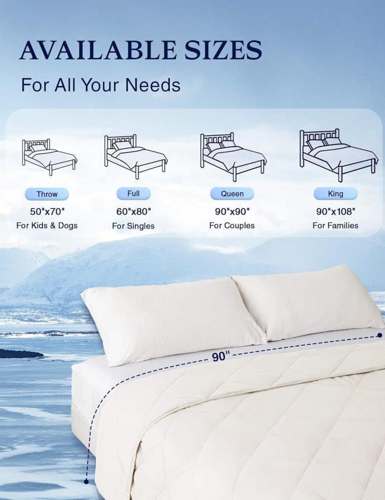 ZonLi Cooling Blanket for Hot Sleepers, 90"x90" Queen Size, Q-Max 0.5 Lightweight Cool Touch Breathable Summer Blanket for Night Sweats, All-Season Cold Blankets, Creamy Beige - Image 9