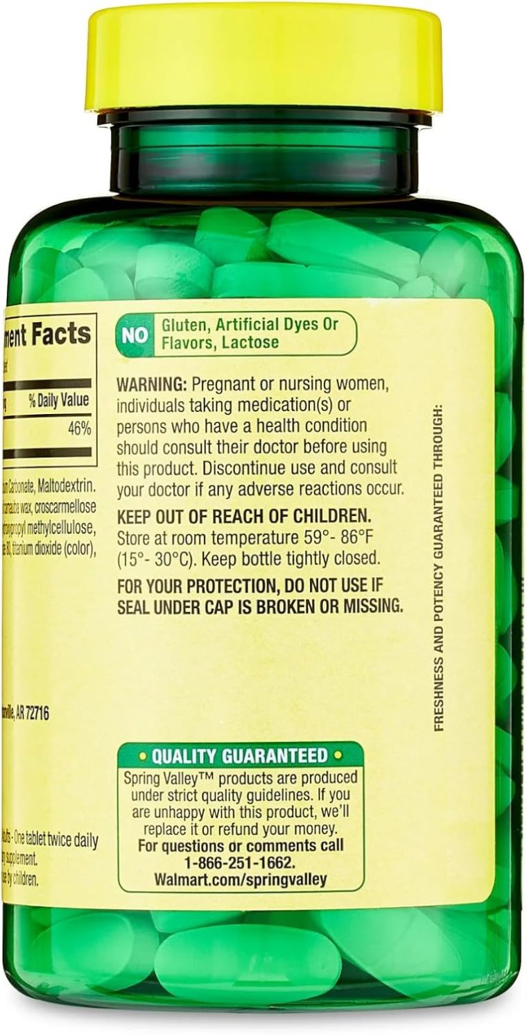 Calcium 600 mg 100 Tablets, Dietary Supplement, Bone Health Calcium by Spring Valley (Pack of 2) - Image 5