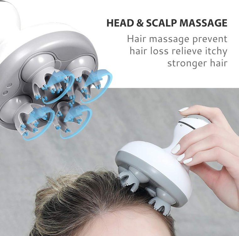 COMFIER Electric Cordless Hair Scalp Massager with Kneading 84 Massage Nodes, Handheld Portable Head Scratcher Massager for Hair Growth, Deep Clean and Stress Relax, Gifts for Men Dad - Image 2