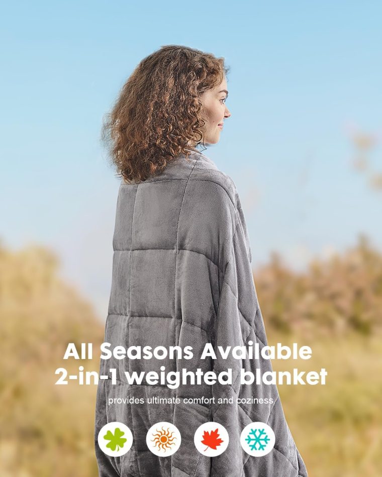 Uttermara Weighted Blanket 15 pounds Twin Size, Cooling and Warm Heavy Blanket for Adults All-Season with Warm Flannel and Cold Brushed Fabric Soft Breathable, 48"x72" Dark Grey - Image 2
