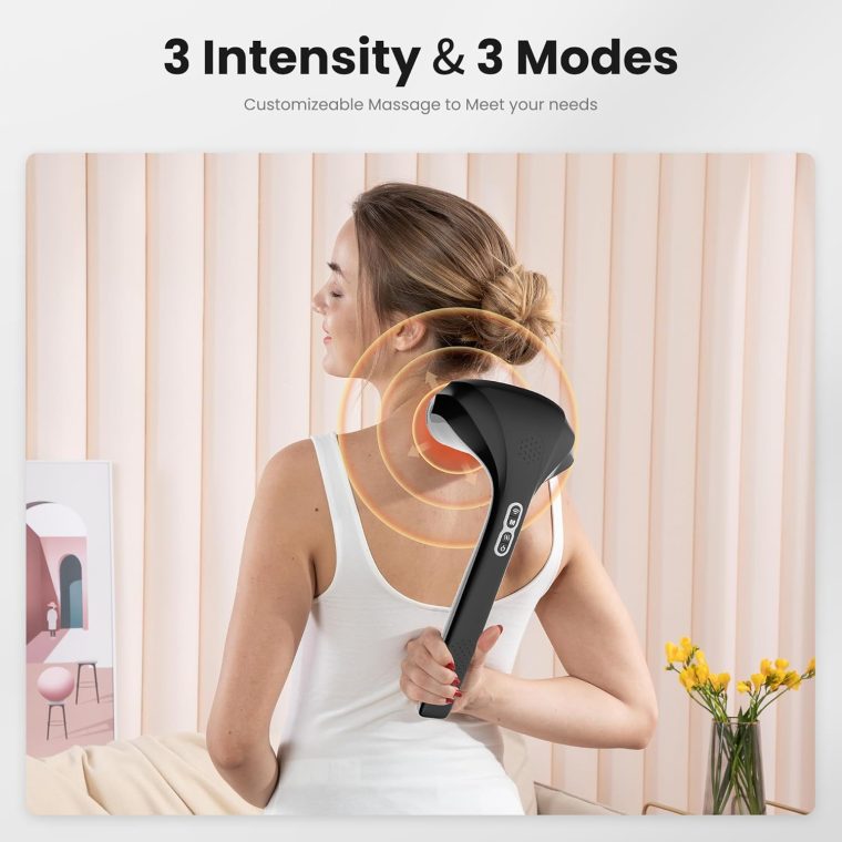 Snailax Cordless Handheld Back Massager with Heat, FSA HSA Eligible, Deep Tissue Percussion Massager, 3 Sets of Dual Pivoting Heads,Rechargeable Hand Held Massager for Neck,Back Shoulder,Calf,Legs - Image 7