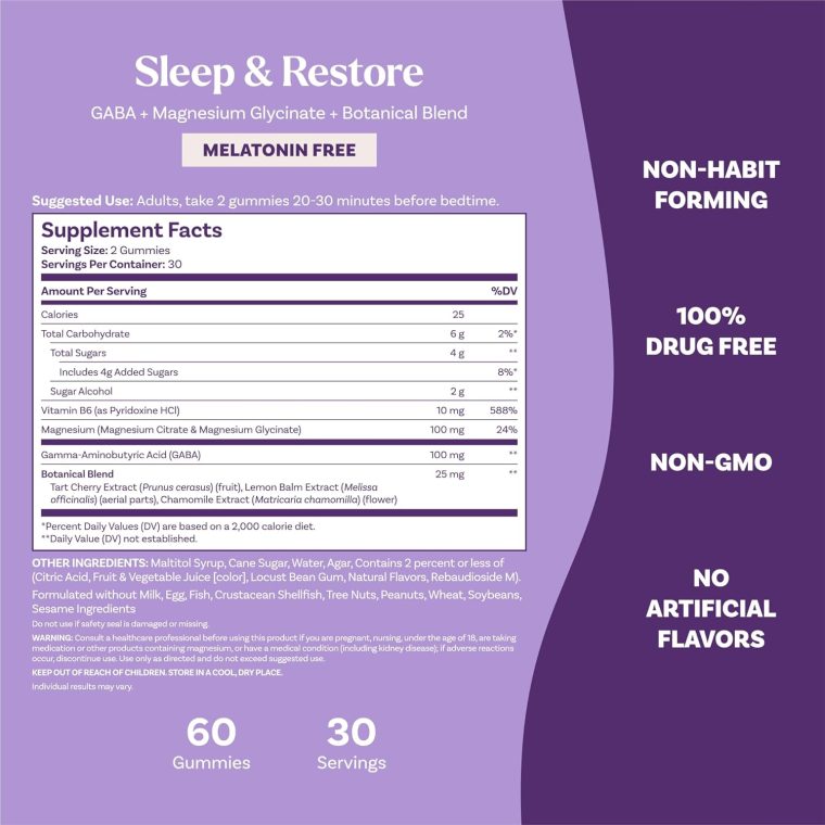 Natrol Sleep & Restore Magnesium Glycinate Gummies, Magnesium for Sleep Aids for Adults, Melatonin-Free, Cherry Flavored, 30 Day Supply - Image 5