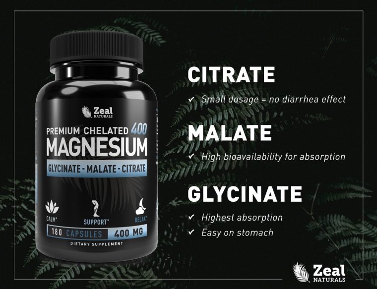 Premium Chelated Magnesium Glycinate, Malate, Citrate (400mg | 180 Capsules) Triple Blend Magnesium Complex - Image 6