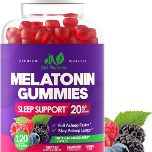 Melatonin 20mg Gummies for Adults (120 Count) - Maximum Strength Sleep Aid with 10mg of Melatonin Per Gummy - Gluten-Free, Non-GMO, Vegetarian, Great Tasting Mixed Berry Flavor - 60 Servings