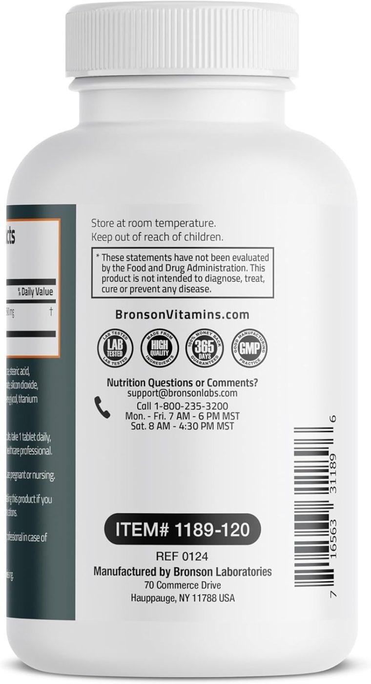 Bronson Magnesium 500 MG Supports Bone & Muscle Health & Nervous System Support - Non-GMO, 120 Vegetarian Tablets - Image 7