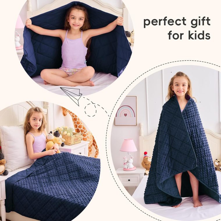 yescool Weighted Blankets Kid 5 Pounds Blanket for Boys Washable Heavy Blankets Microfiber Children Weighted Throw Blanket Winter Weighted Comforter for 5+Years, 36 * 48in, Blue - Image 6