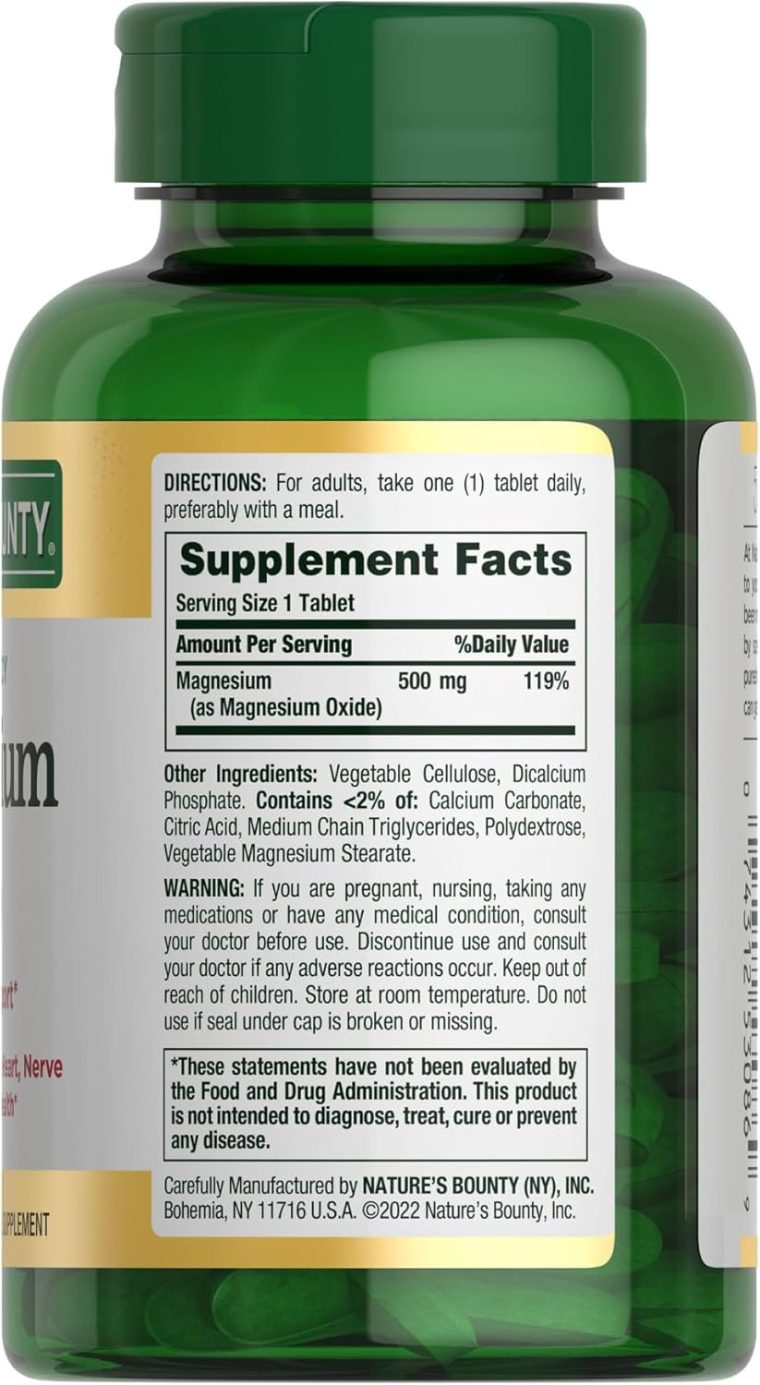Nature's Bounty Magnesium Supplements - Magnesium 500 Mg Tablets for Bone & Muscle Health, 200 Count (Pack of 1) - Image 7