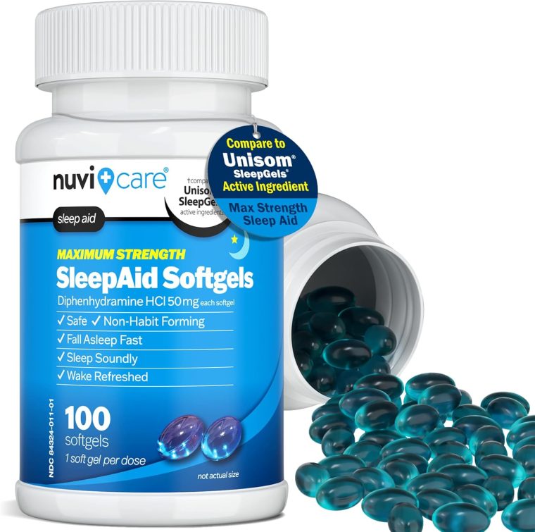Maximum Strength SleepAid Soft Gels - Nighttime Sleep Aid with Diphenhydramine HCl 50mg - Non Habit Forming Sleeping Pills for Adults - Extra Strong OTC Sleep Aids for Adults (100 Count) - Image 2