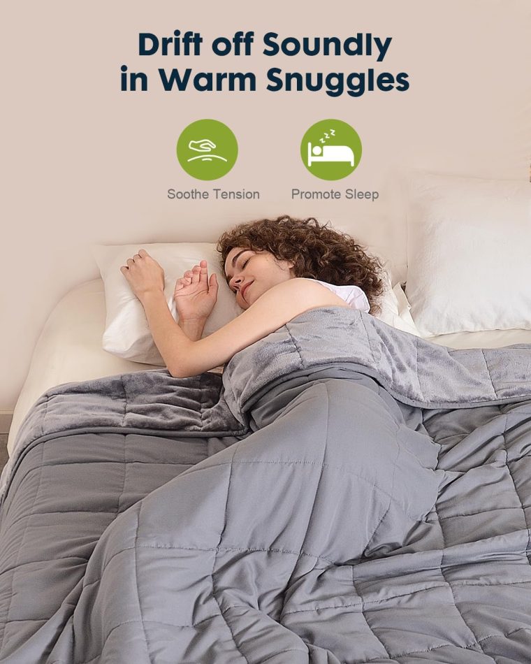 Uttermara Weighted Blanket 15 pounds Twin Size, Cooling and Warm Heavy Blanket for Adults All-Season with Warm Flannel and Cold Brushed Fabric Soft Breathable, 48"x72" Dark Grey - Image 3