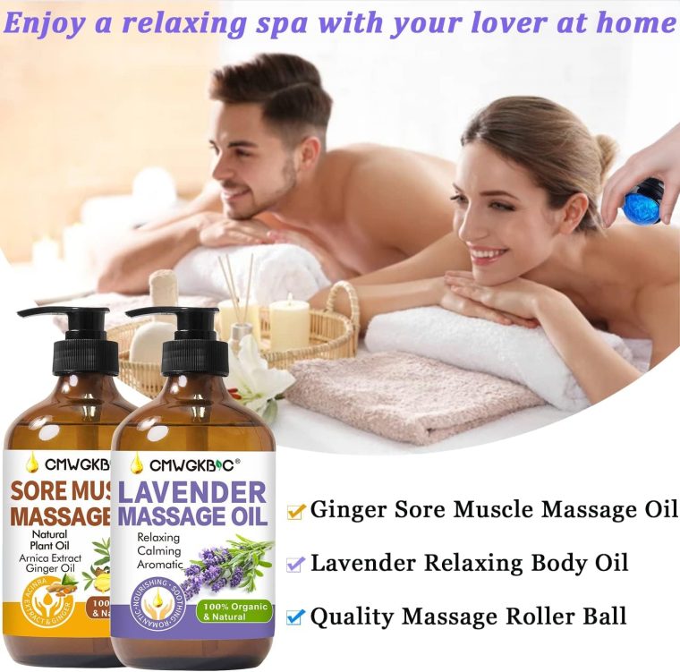 Massage Oil for Massage Therapy,Lymphatic Drainage-Ginger Oil Sore Muscle Arnica Oil &Lavender Oil Relaxing Massage Oils for Date Night,Massage Ball,Fathers Day Gift for Husband,Men, Gifts for Him Her - Image 5