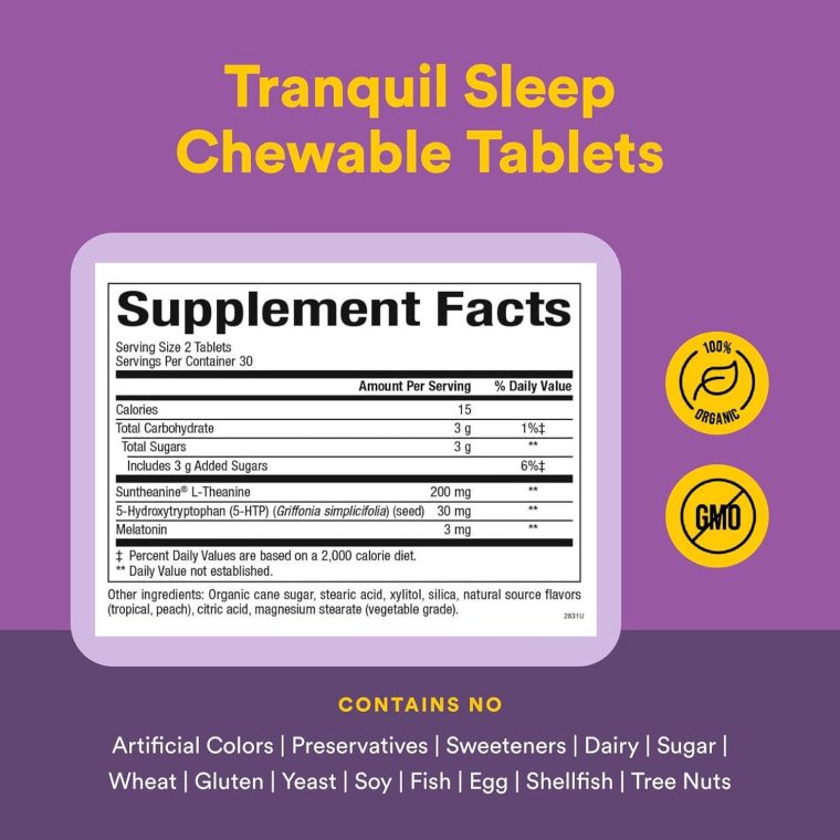 Natural Factors Stress-Relax Tranquil Sleep Chewable, Supports The Full Sleep Cycle, 120 Tablets - Image 4