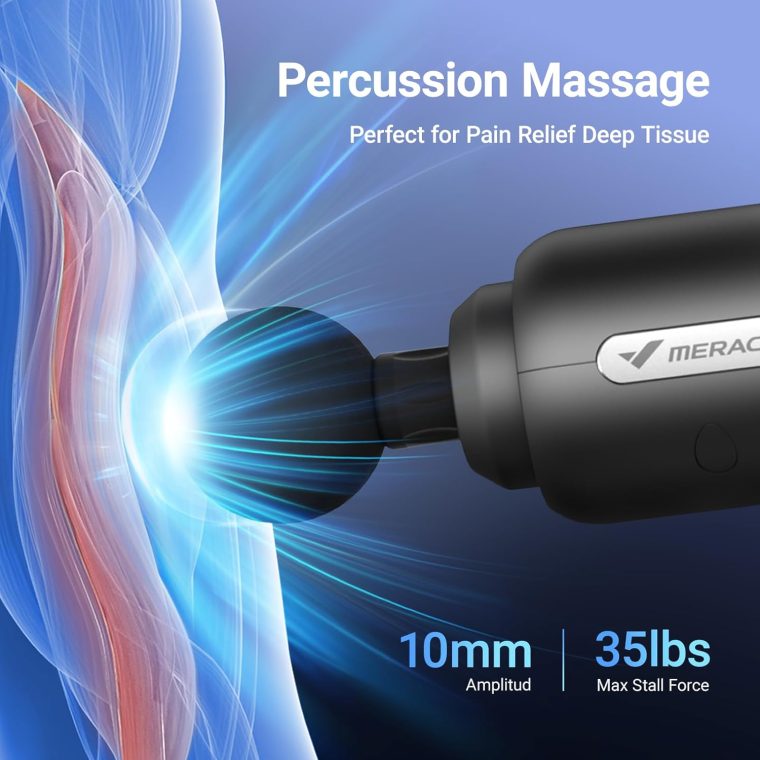 MERACH Massage Gun Deep Tissues, Percussion Massager Tools with 6 Massage Heads, Portable Hand Held Muscle Massagers for Pain Relief Deep Tissue, Cool Gifts for Men and Women - Image 4