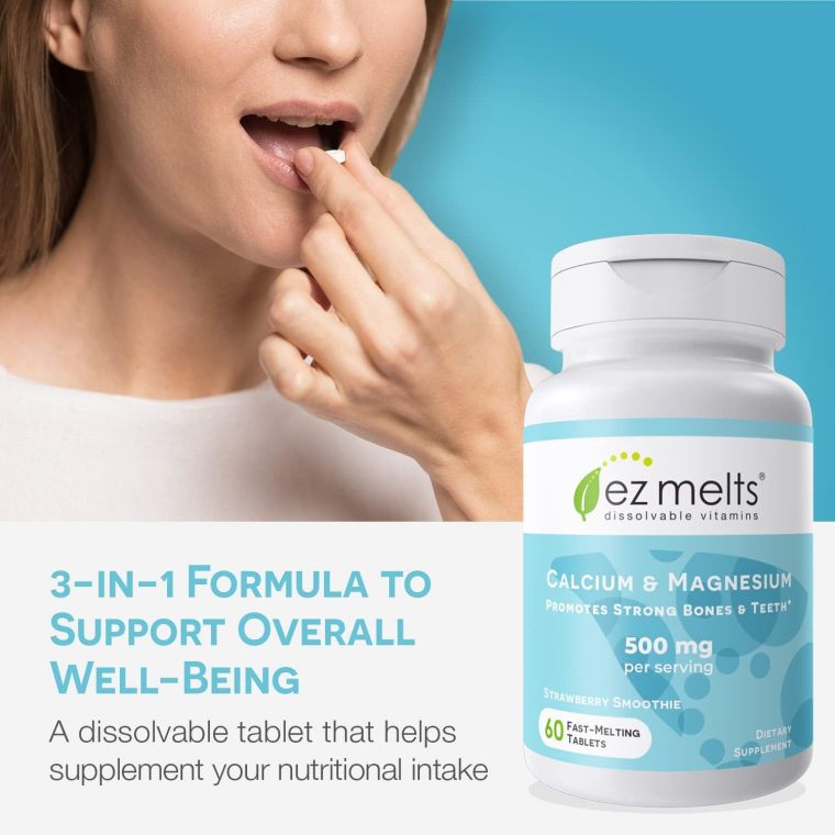 EZ Melts Dissolvable Calcium and Magnesium Supplement with Vitamin D3, Sugar-Free, 1-Month Supply - Image 8
