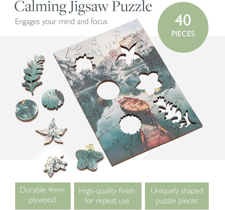 Scentered Wooden Jigsaw Puzzle & Aromatherapy Gift Set - Mindfulness Activity Puzzle for Stress Relief - Calm Jigsaw Puzzles - De-Stress: Calming Essential Oils Blend - Travel Size - Image 4