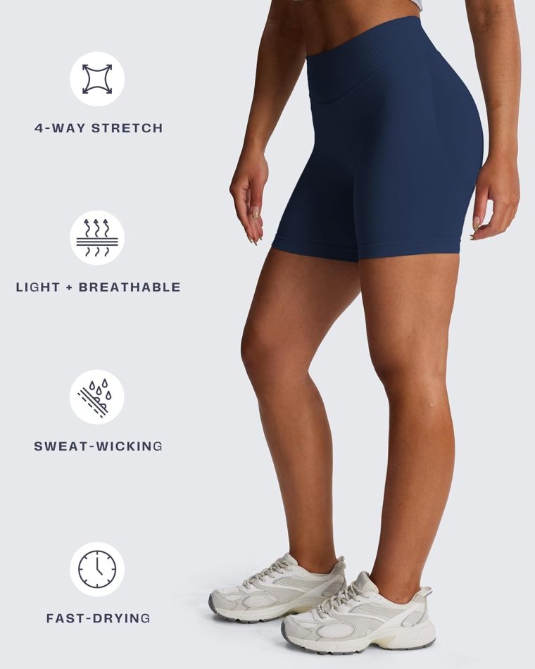 Aoxjox Impact Seamless Workout Biker Shorts for Women Hidden Scrunch Low/High Waisted Athletic Running Yoga Short 4.5"/5" - Image 5