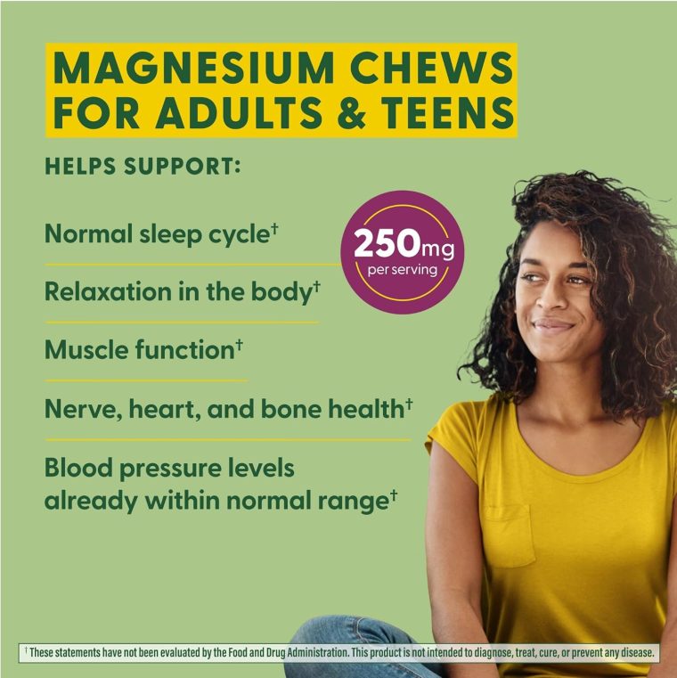 MegaFood Relax + Calm Magnesium Supplement - Soft Chews with Magnesium Citrate & Malate for Heart Health, Muscle Tension & More - Vegetarian - Grape-Flavor - 60 Chews (30 Servings) - Image 3