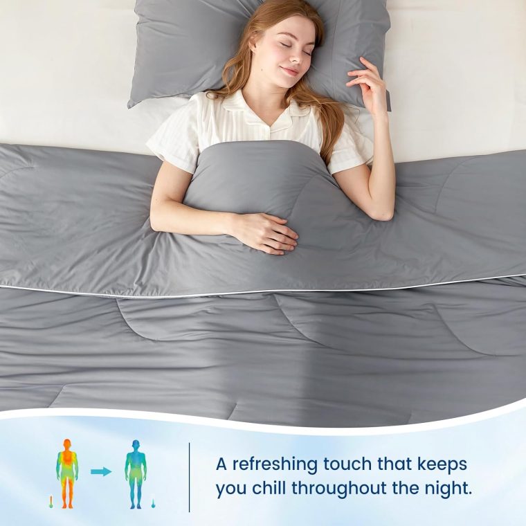 Cozy Bliss Cooling Comforter Queen Size Dual-Sided, Ultra-Soft Cooling Blankets for Hot Sleepers and Night Sweats, Breathable Lightweight Silky Smooth, Dark Grey - Image 4