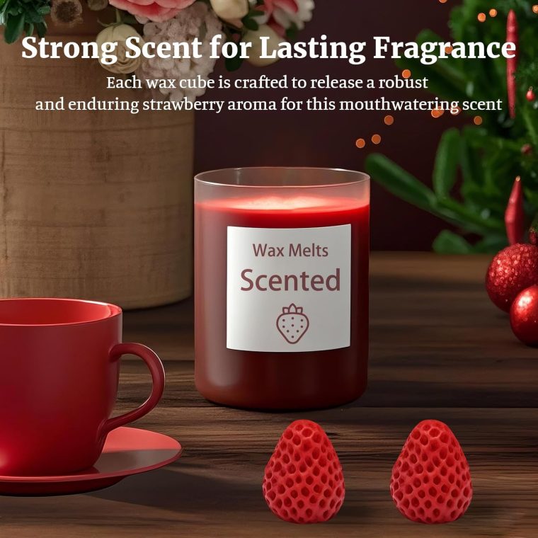 Soy Wax Melts for Wax Warmers - Home Fragrance Candle Wax Melts Set with Strawberry Scents, Wax Cubes Kit Strong Scent Stress Relief & Bath Yoga Aromatherapy (6 Pcs) - Image 3